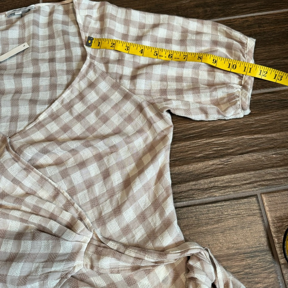 Madewell Sweetheart Wrap Top Gingham Top Size Medium New - Picture 7 of 10